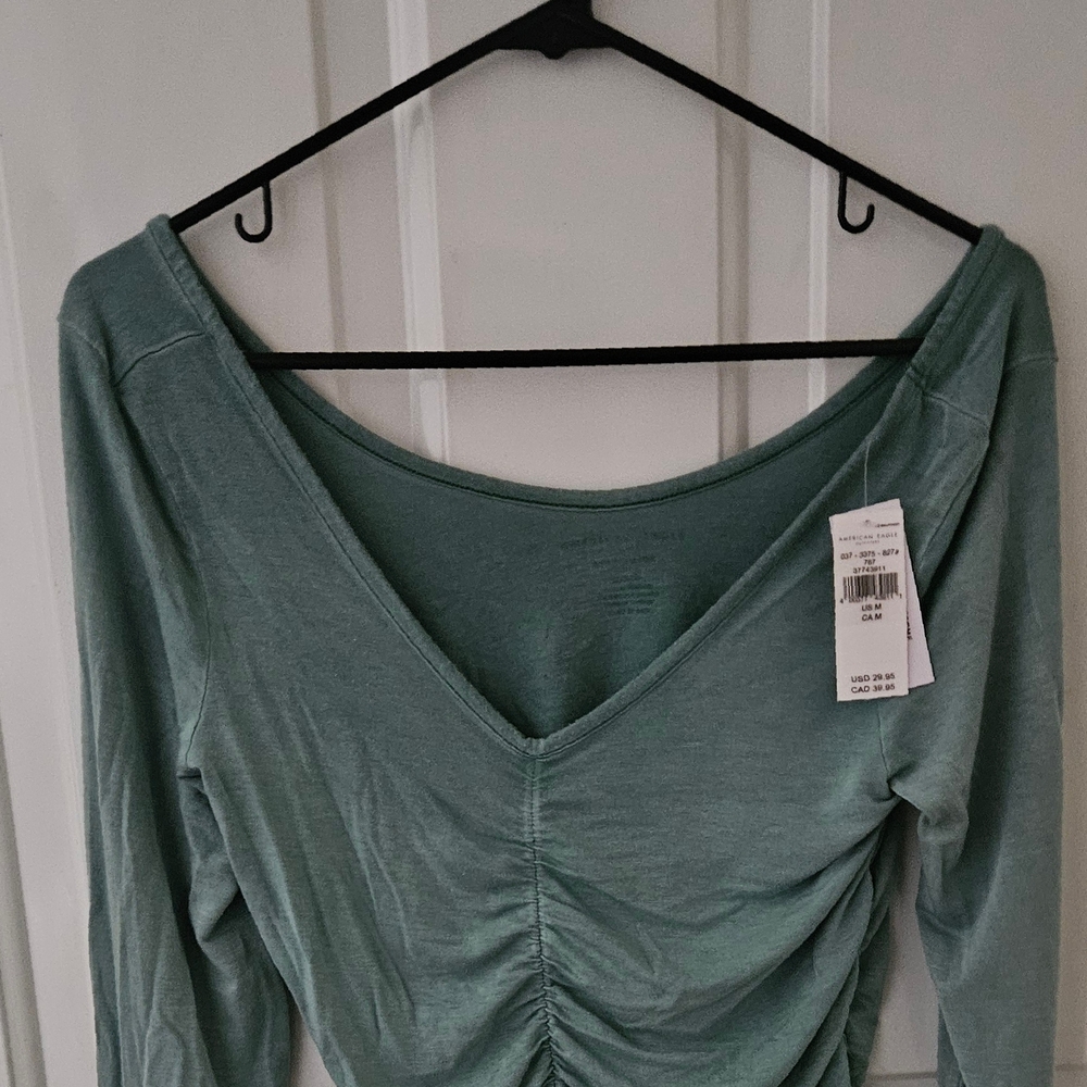 Women's Green V-Neck Top
